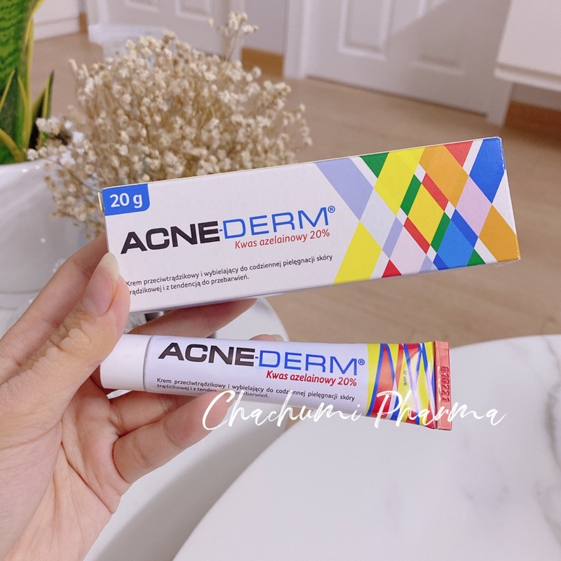 Tuýp bôi mụn azelaic acid 20% acnederm (mụn sưng viêm, thâm đỏ, mụn trứng cá)