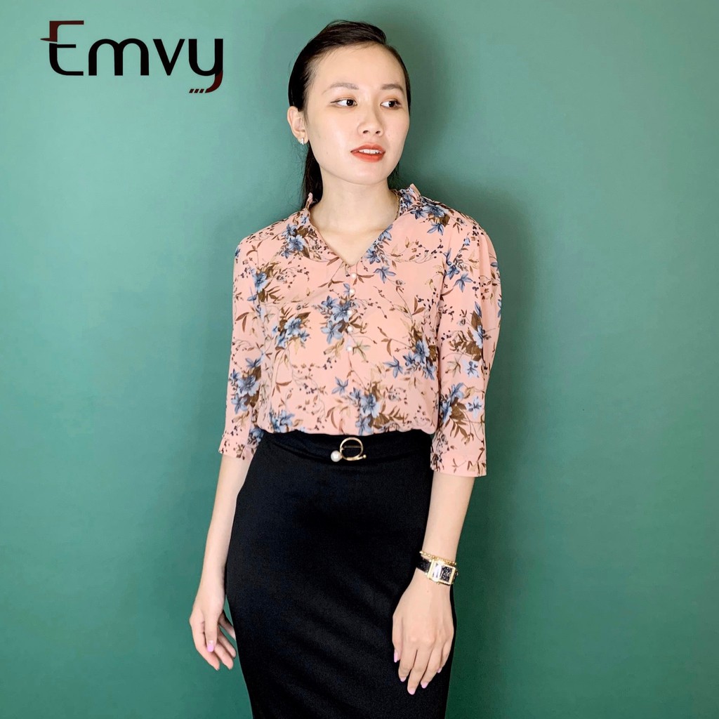 [Mã WASTUP giảm 10% tối đa 30K đơn 99K] Áo sơ mi nữ cổ V vải voan Emvy- A18 | BigBuy360 - bigbuy360.vn