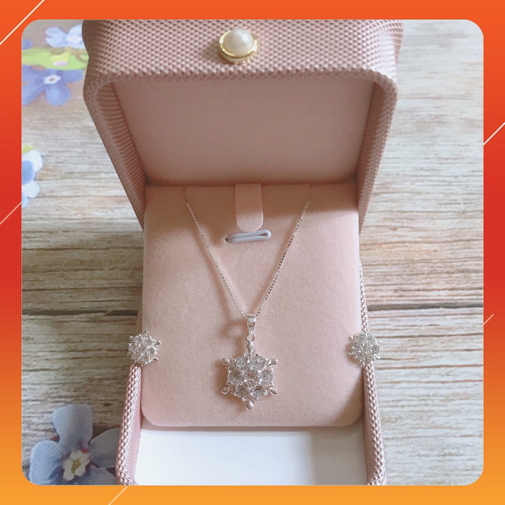 Set trang sức bạc nữ❄𝗠𝗔̂̃𝗨 𝗛𝗢𝗧 𝟮𝟬𝟮𝟭❄Set trang sức nữ hình bông tuyết chất liệu bạc S925 cao c
