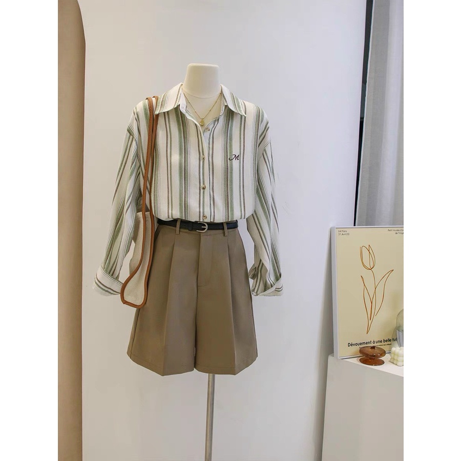 Áo sơ mi kẻ oversize phong cách ulzzang Hàn Quốc