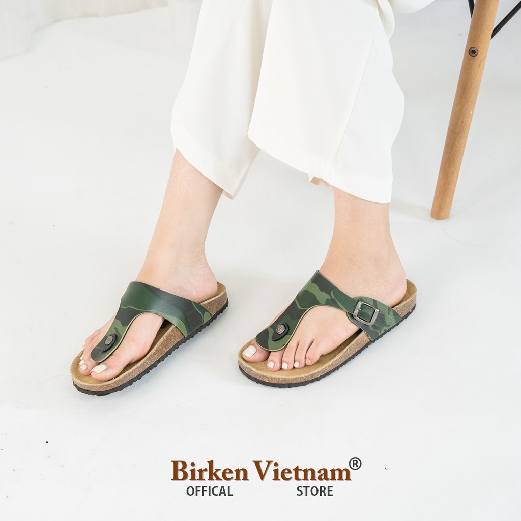 Mã R07 DÉP ĐẾ TRẤU Da PU Camo Rằn Ri Quai Tách Ngón Unisex Birken Vietnam Bioline