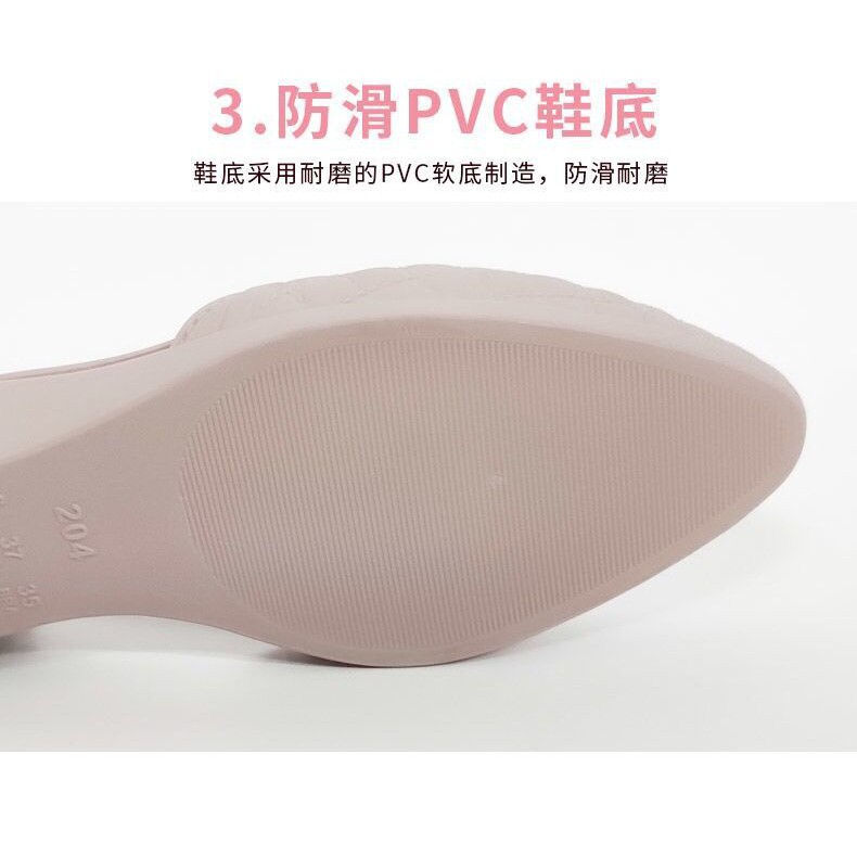 Giày nhựa đi mưa cao 5p, xăng đan phong cách Hàn Quốc màu đen, kem V183