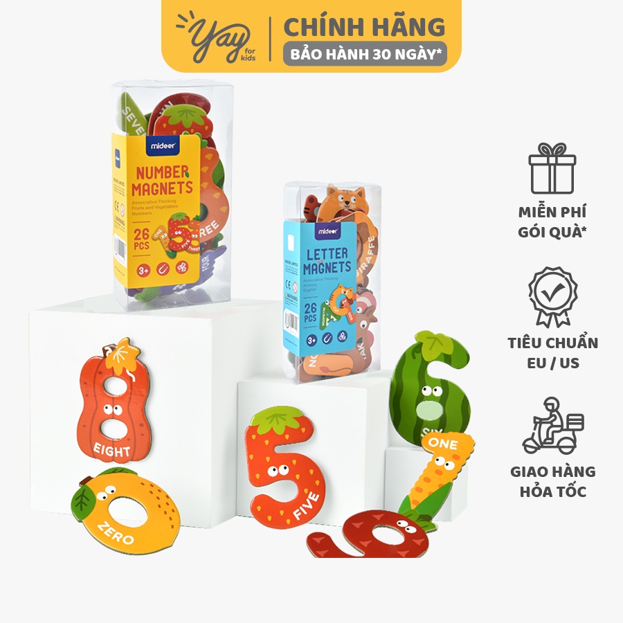 [2 MẪU] Bộ Chữ Cái &amp; Số Đếm Nam Châm cho bé 3+ - Mideer