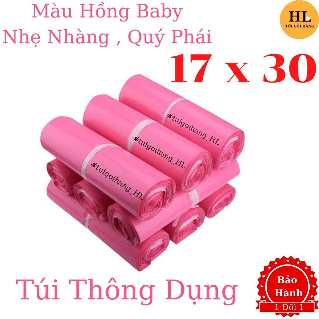 Túi gói hàng chất lượng thông dụng màu hồng baby 17x30 TUIGOIHANGHL