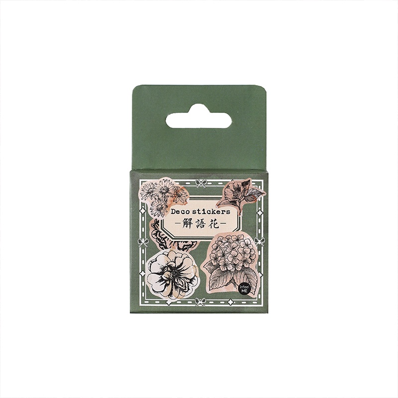 Hộp 46 sticker miếng dán trang trí sổ tay phong cách vintage độc đáo Box Sticker ST445