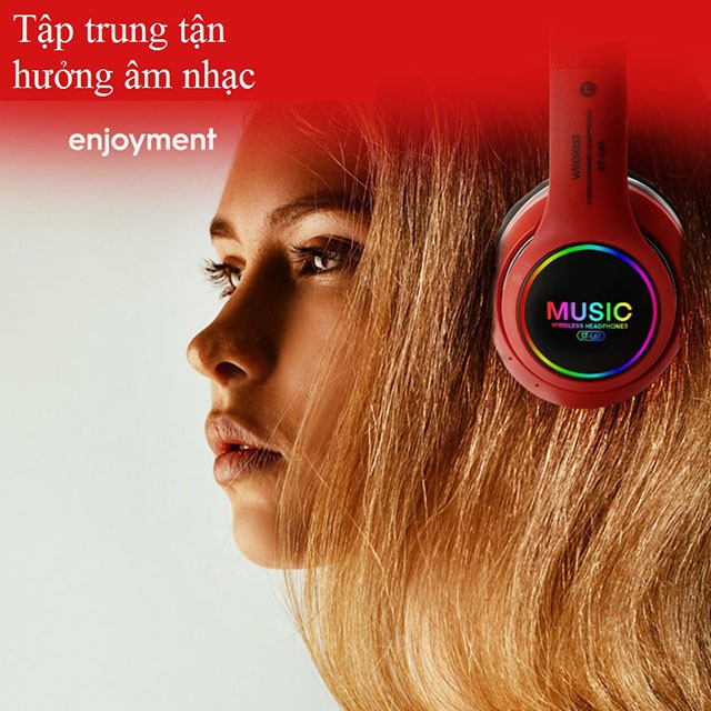 Tai nghe headphone bluetooth không dây âm ST-L63 , có khe gắn thẻ nhớ, âm bas ấm lớn, pin khủng - Aka mart