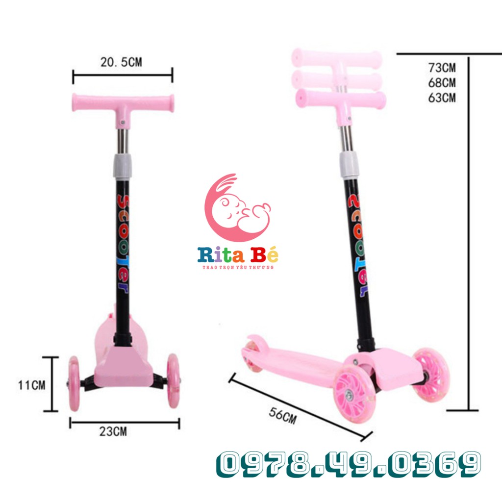 [HÀNG XỊN] Xe Trượt Scooter cỡ lớn, có phanh tay,chân chống chịu tải đến 150kg cho thiếu niên và người lớn