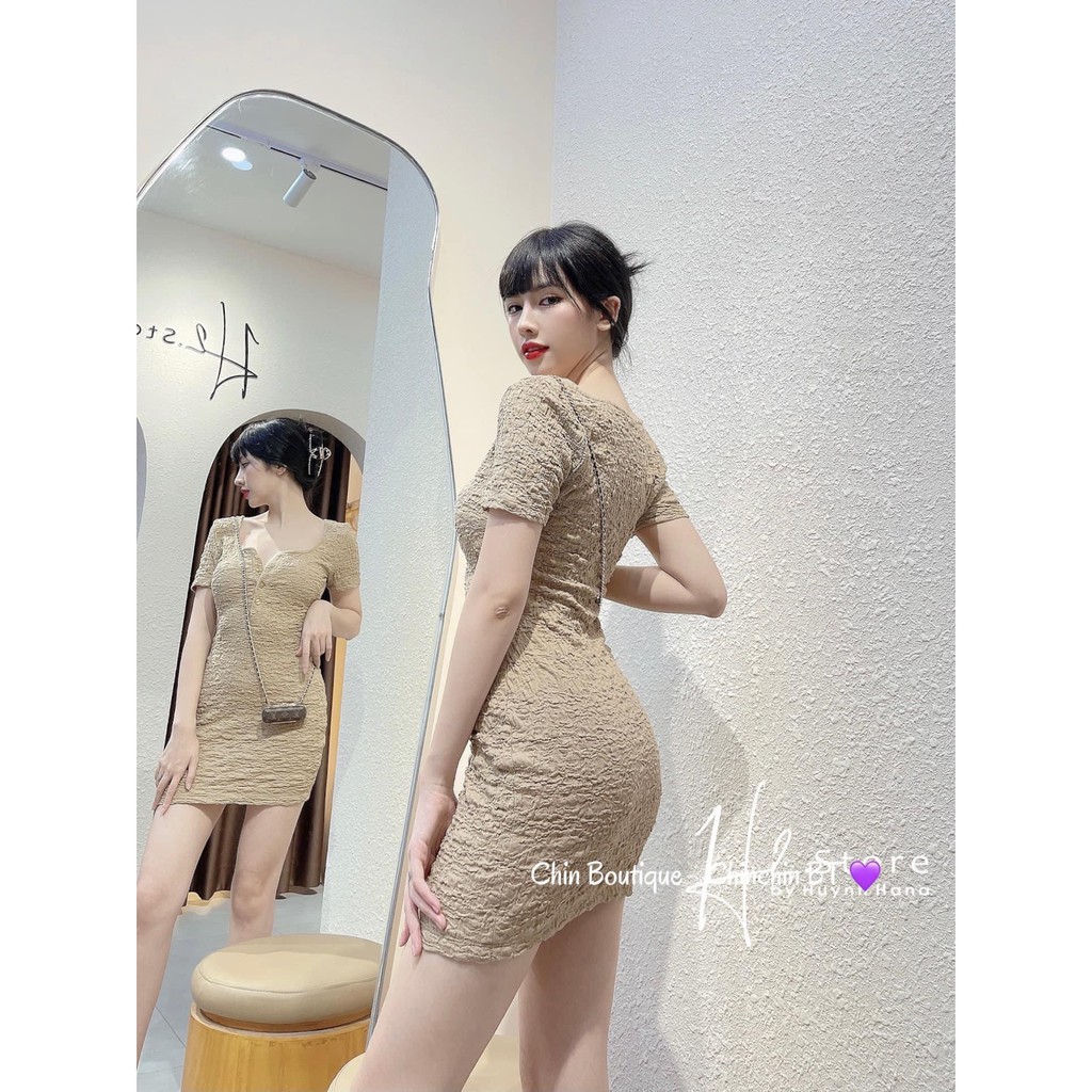 Đầm Body Len Xốp Cổ Vuông Váy Body Mongtoghi Siêu Tôn Dáng | BigBuy360 - bigbuy360.vn