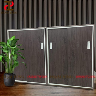 Tủ giày 2 cánh cửa lùa nhựa đài loan màu gỗ óc chó