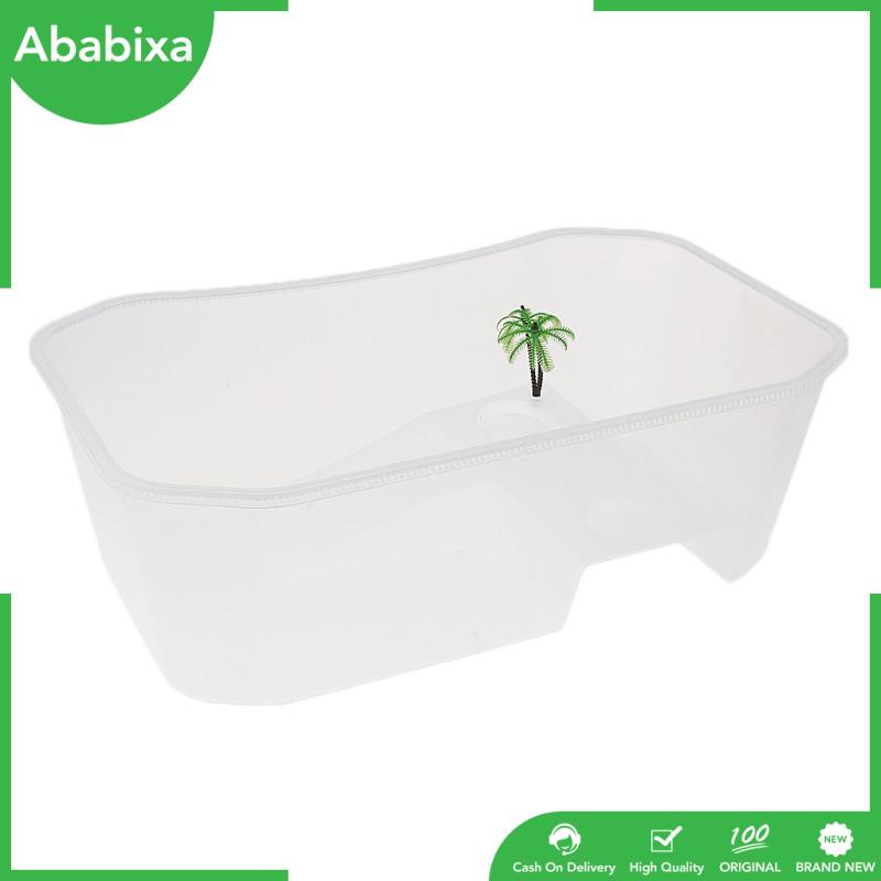 Hộp nuôi động vật lưỡng cư có cây dừa bằng nhựa cho rùa nước ngọt/đồi mồi/tắc kè/nhện/ếch