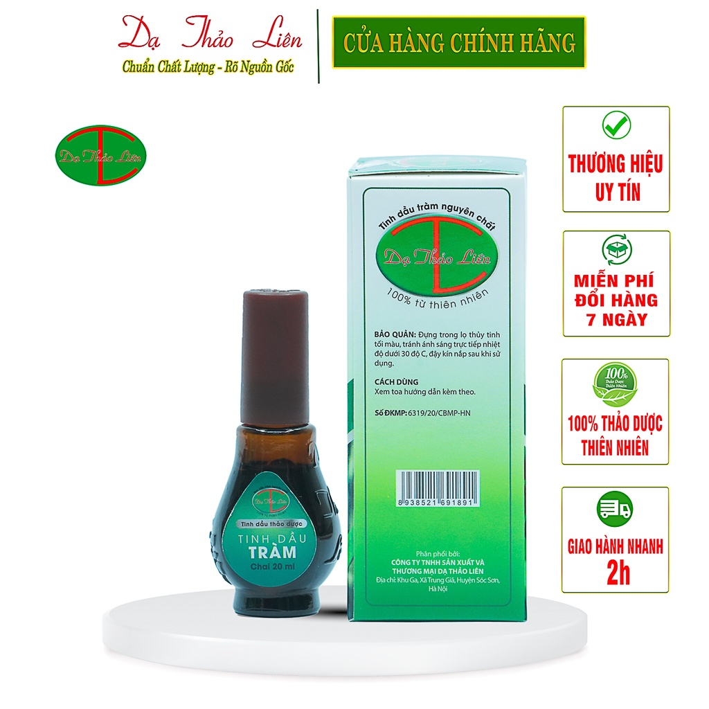 Tinh Dầu Tràm Dạ Thảo Liên 100% Thảo Dược Thiên Nhiên 20ml | 100% Natural Herbal Tea Tree Essential Oil 20ml