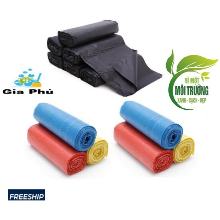 Bộ 3 Cuộn Túi Đựng Rác Tự Phân Hủy Nhiều Màu ( 1kg - Nhiều kích cỡ )