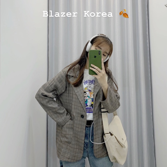 BLAZER KẺ ĐẬM 1 LỚP HÀN QUỐC (ảnh thật/sẵn)