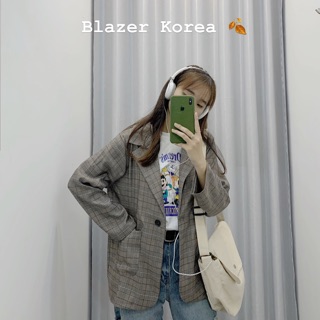 BLAZER KẺ ĐẬM 1 LỚP HÀN QUỐC (ảnh thật/sẵn)