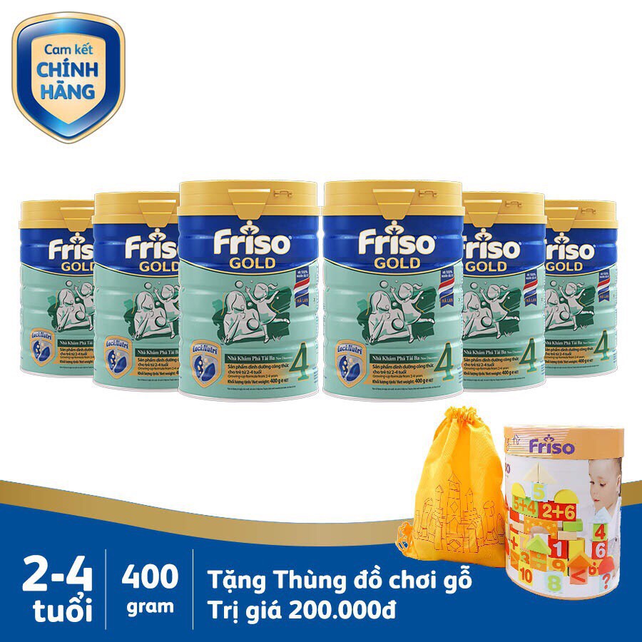 [Tặng thùng đồ chơi gỗ]Combo 6 lon Sữa Friso gold 4 400g