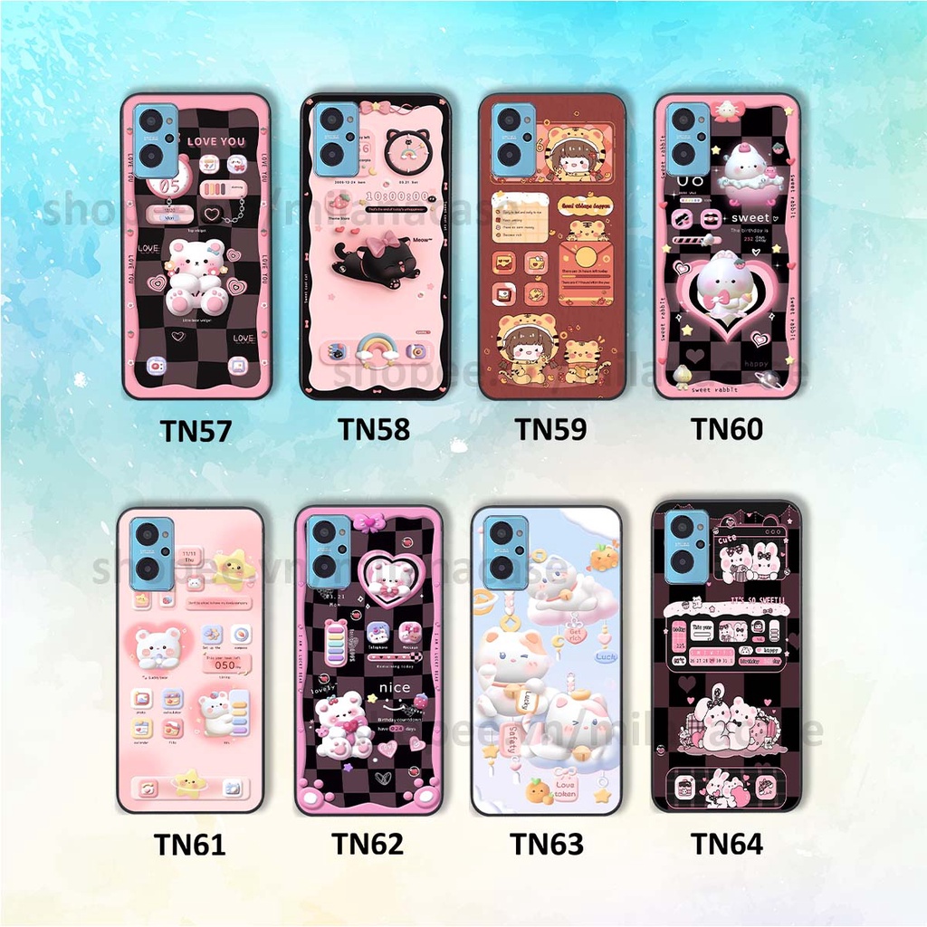 Ốp Realme 9i hình đồng hồ icon gấu mèo cute cực dễ thương ngộ nghĩnh