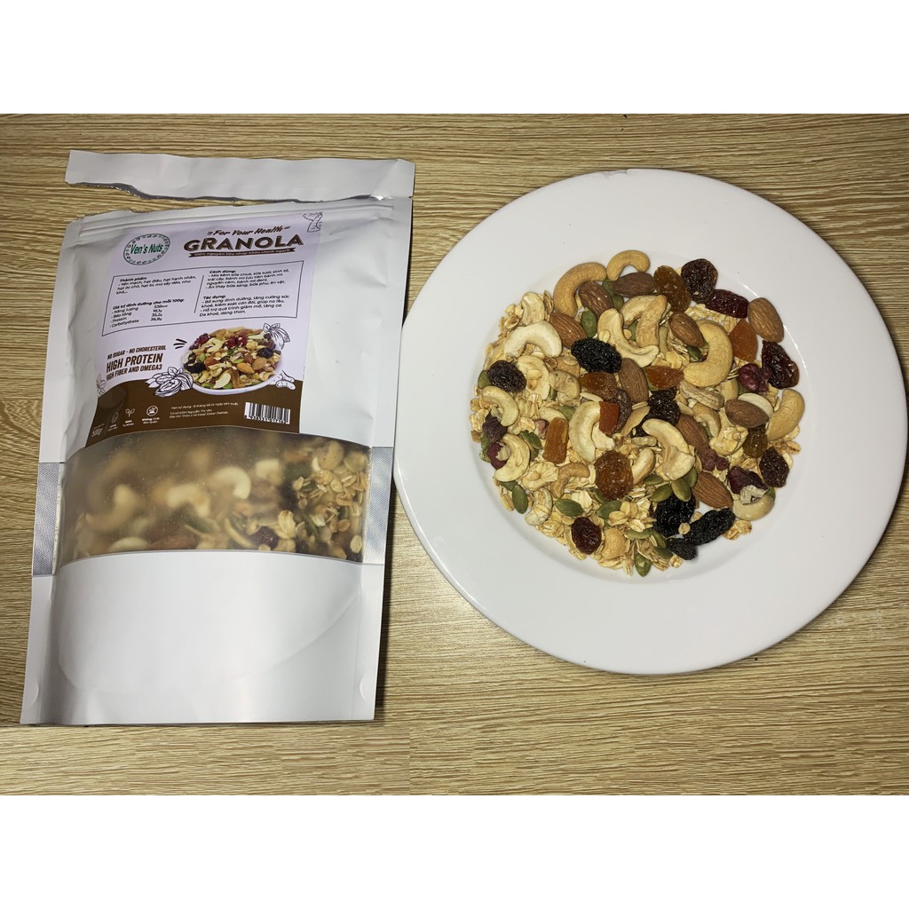 Ngũ cốc ganola cao cấp không đường nguyên hạt - Ngũ Cốc Ăn Kiêng Granola Healthy Siêu Hạt 500gr | BigBuy360 - bigbuy360.vn