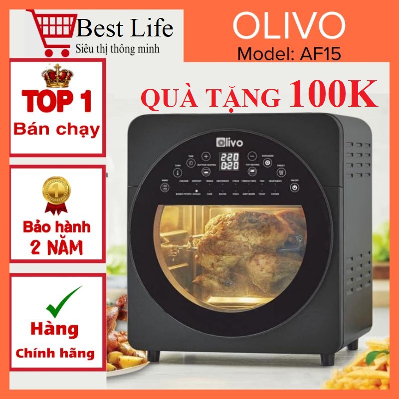 Nồi Chiên Không Dầu OLIVO AF15 - 16 Chức Năng - Dung Tích 15L - Công Suất 2000W - Thương Hiệu Mỹ