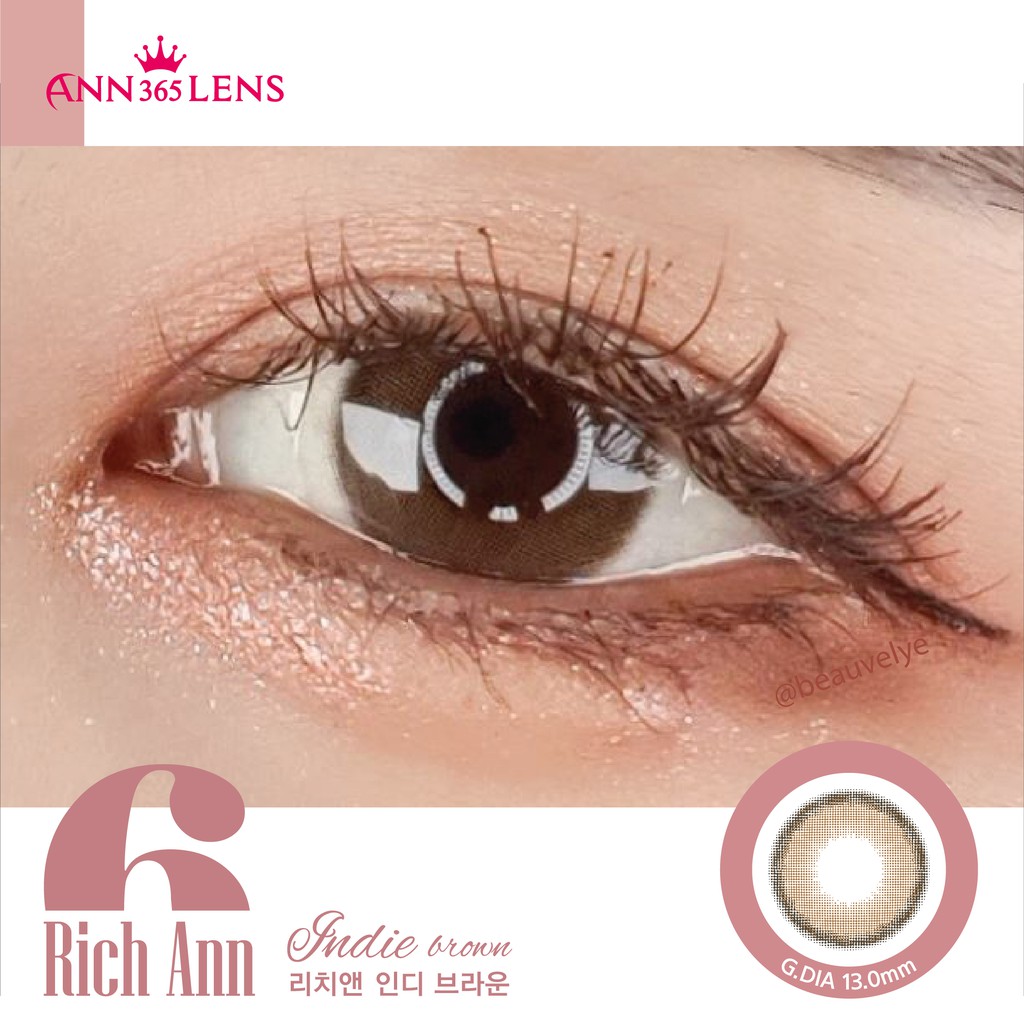 [𝗗𝗨̀𝗡𝗚 𝟮𝟰𝗛]Lens Mắt Cận ANN365 1 Ngày Màu Nâu Mật Hoa - [1 Chiếc] Indie Brown