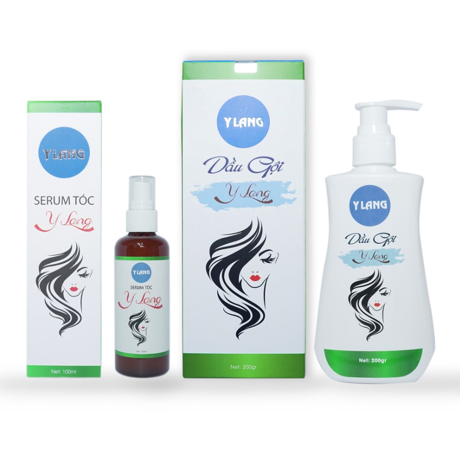 Combo 1 xịt 1 gội YLANG kích mọc tóc nhanh dài mềm mượt giảm rụng tóc