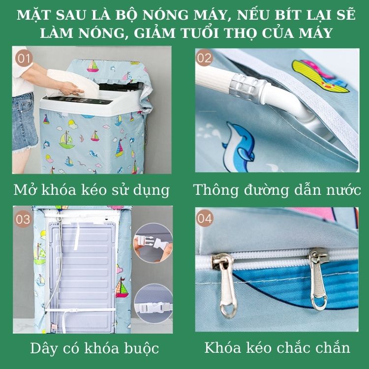 Bọc máy giặt cửa trên vải bạt cao cấp loại dày bền đẹp Dotina BT0102
