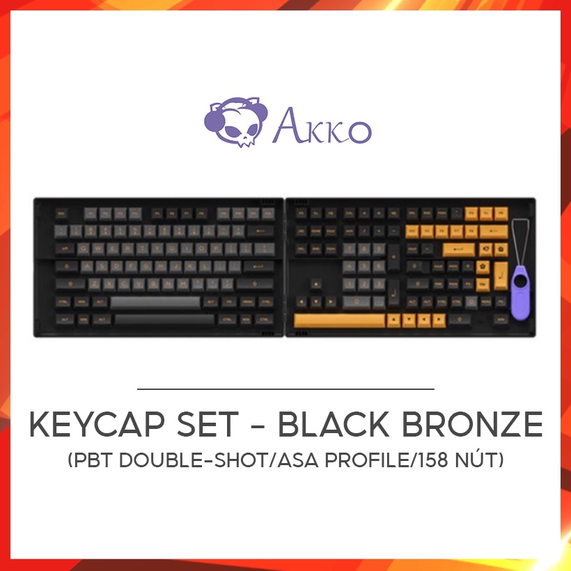 [Mã ELHAMS5 giảm 6% đơn 300K] AKKO Keycap set - Black Bronze (PBT Double-Shot/ASA profile/158 nút)