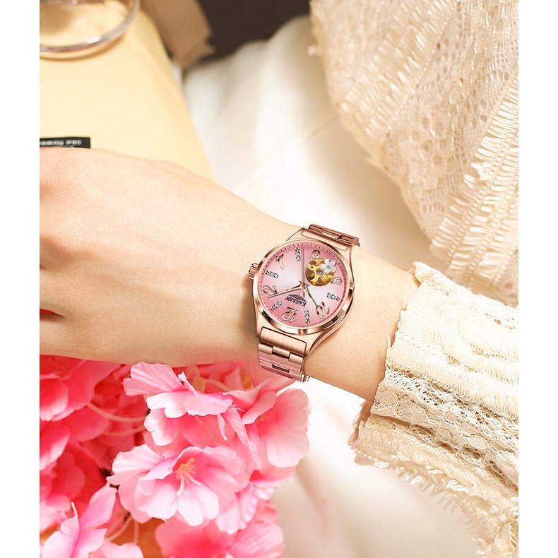 Đồng hồ nữ chính hãng KASSAW K900-1 Kính sapphire ,chống xước,Chống nước 50m ,BH 24 tháng,Máy cơ (Automatic) ,dây da xịn