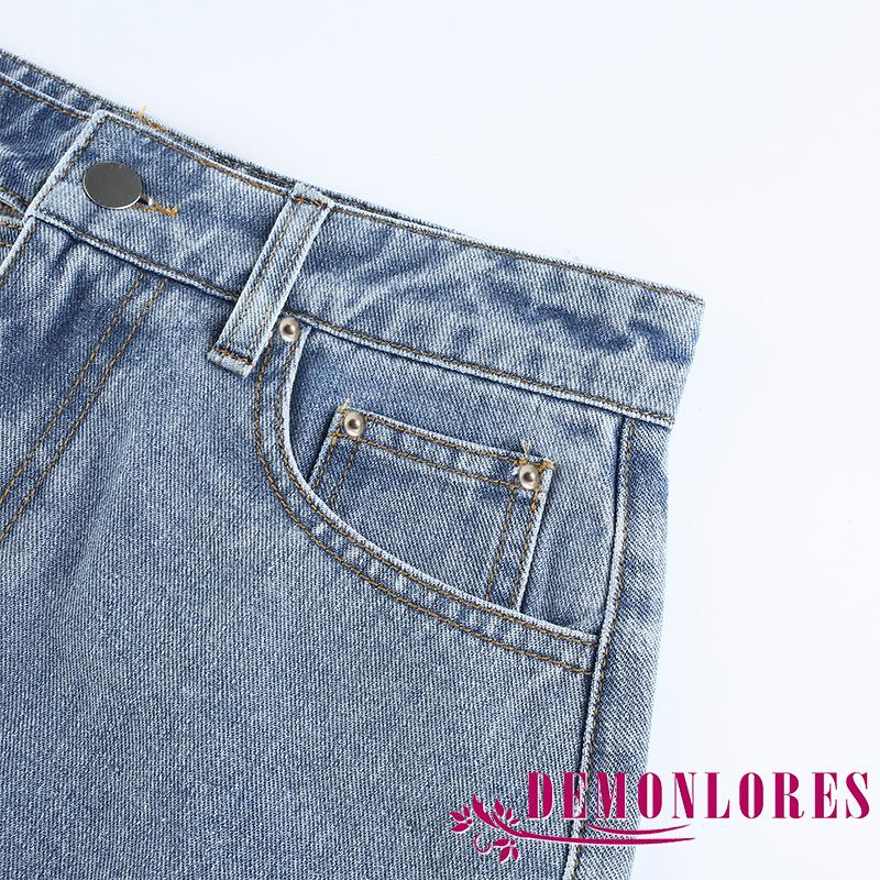 Chân Váy Ngắn Denim Cạp Cao Dáng Chữ A Sành Điệu Thời Trang Cho Nữ