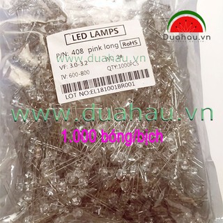 [1.000 bóng led màu HỒNG] Led lùn đầu dù 5mm - bóng trong