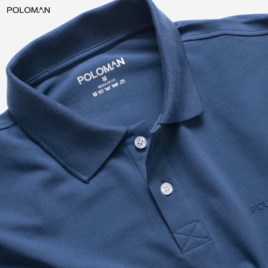 Áo thun POLO nam cổ bẻ BASIC vải cá sấu Cotton xuất xịn, chuẩn form màu Xanh dương - POLOMAN