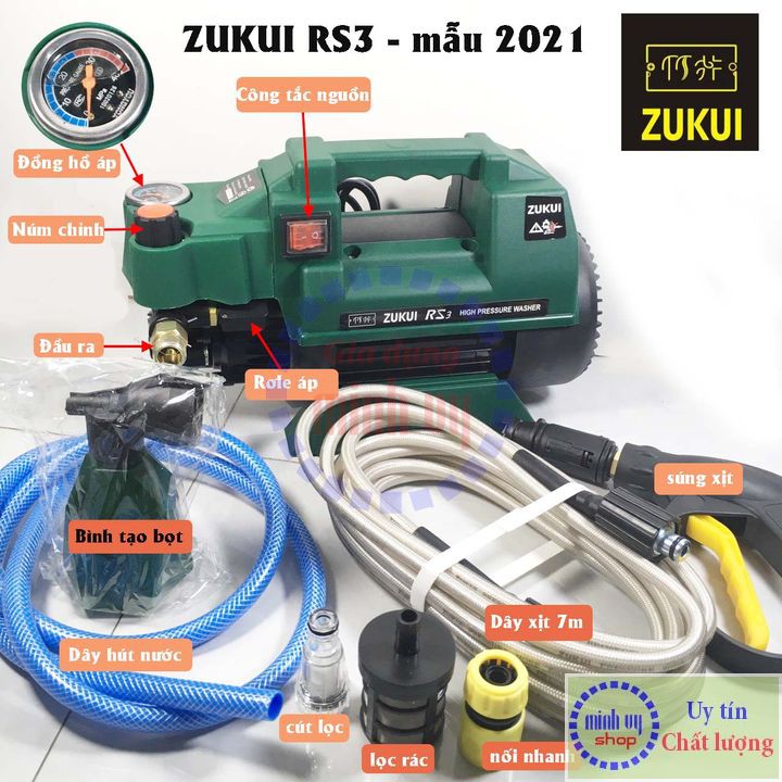 Máy rửa xe Zukui S5 -Osaka ZJ -Zukui RS3 - 2400W - Có chỉnh áp lực-máy rửa máy lạnh