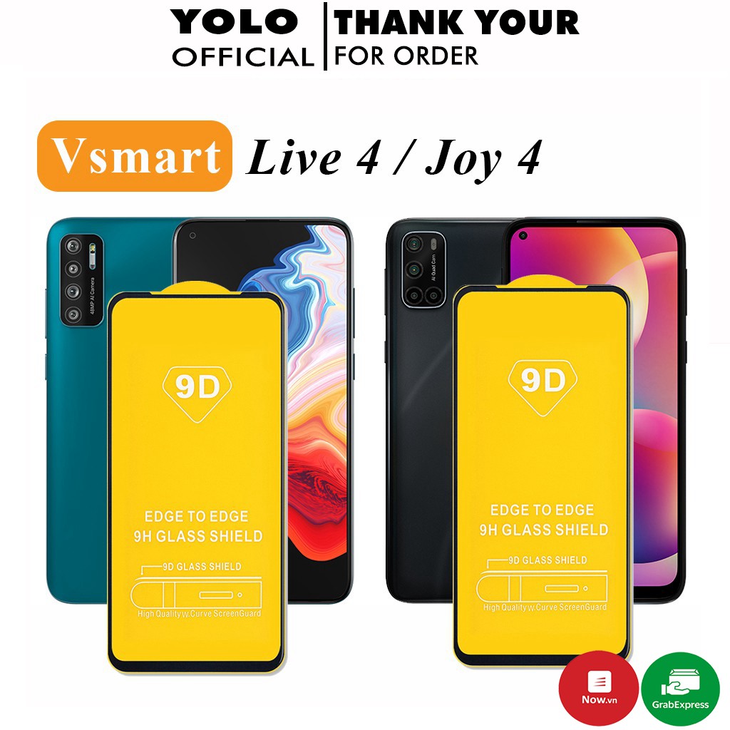 Kính Cường lực Vsmart Live 4 Joy 4 Full màn Trong Suốt Cảm Ứng Siêu Mượt Cao Cấp Hạn Chế vân tay Tặng Kèm Khăn Lau