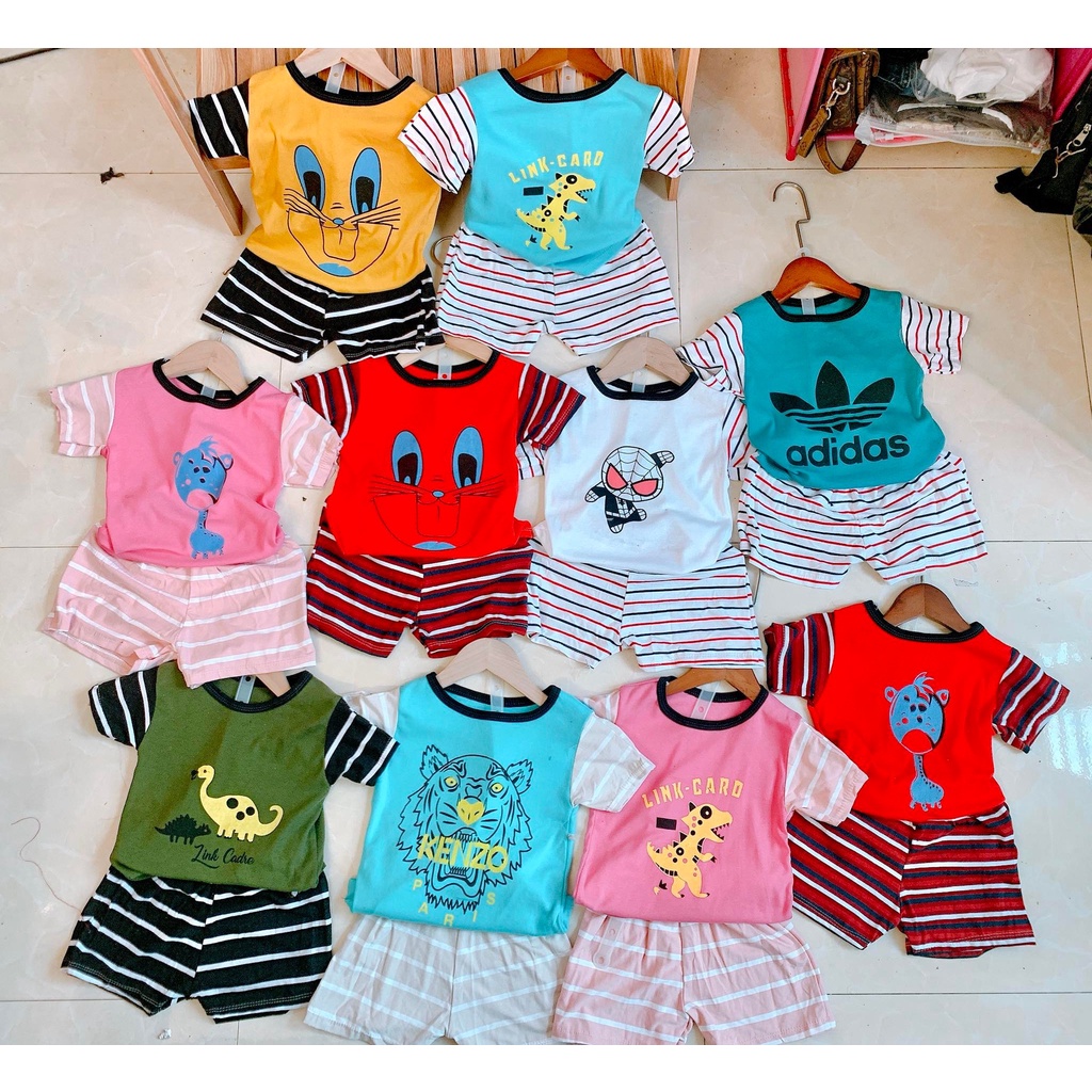Combo 5 bộ cotton in hình ngộ nghĩnh bé trai , bé gái 6-18kg (bán sét ngẫu nhiên ko chọn màu)