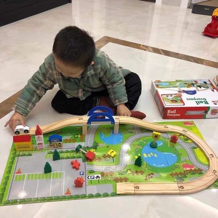 Bộ đồ chơi mô hình giao thông bằng gỗ - Đồ chơi giáo dục thông minh cho bé