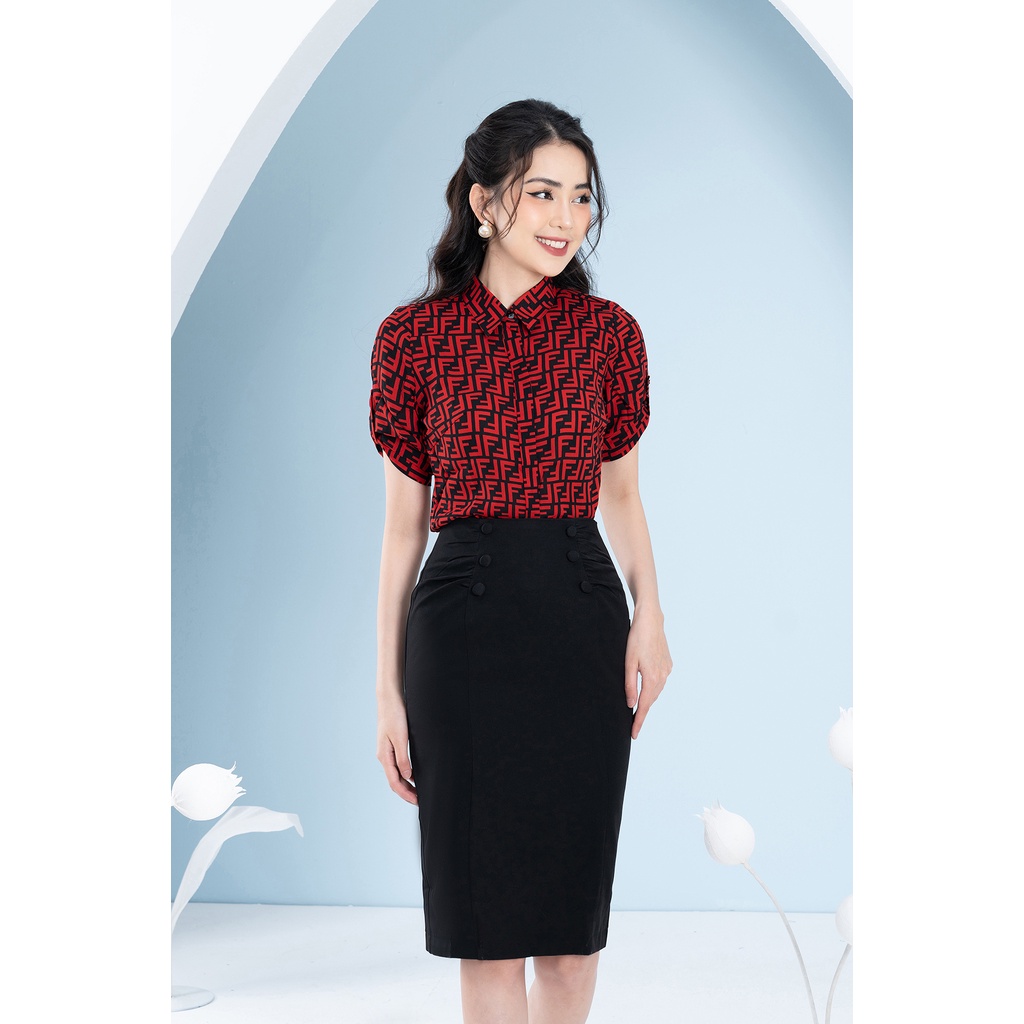 Chân Váy Bút Chì LUPERI Nhún Eo Kết Hợp Cúc Điệu Đà Nữ Tính LFCV5112