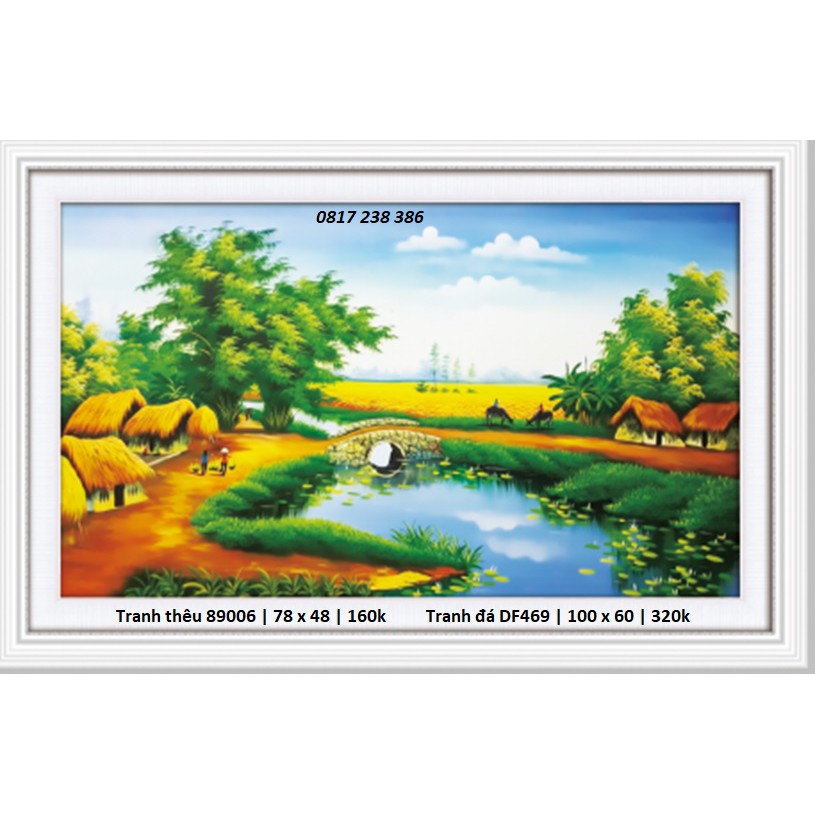 Tranh thêu chữ thập làng quê 89006 (78 x 48 cm)