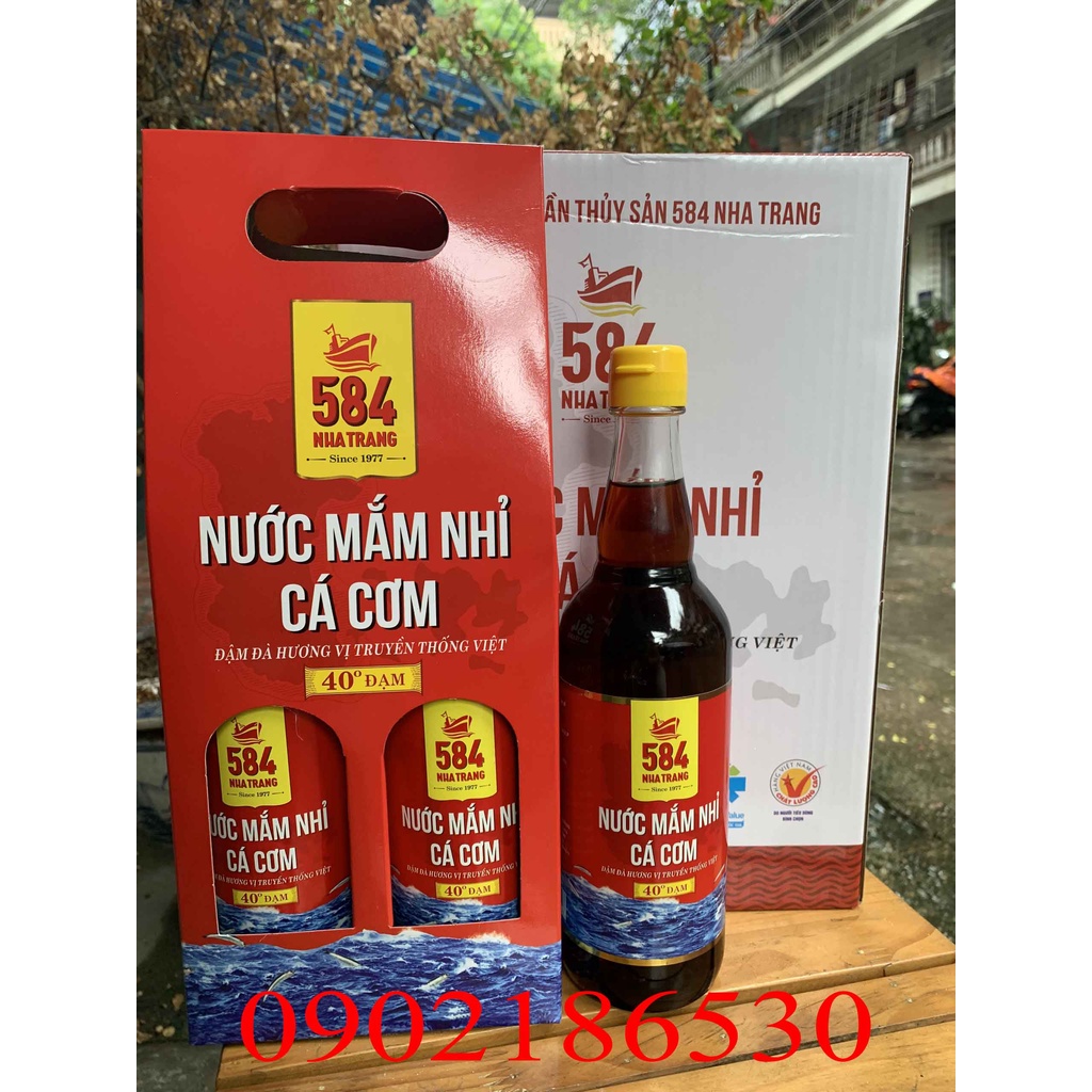 1 chai nước mắm 584 Nha Trang 40 độ đạm chai thủy tinh (chai 510ml) mẫu mã mới