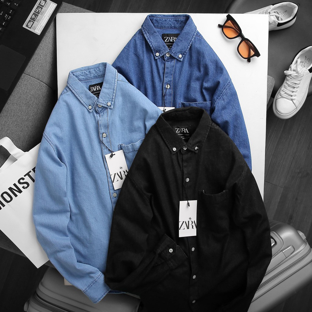 Áo sơ mi jeans -khoác jeans cực bụi bặm[hình thật]