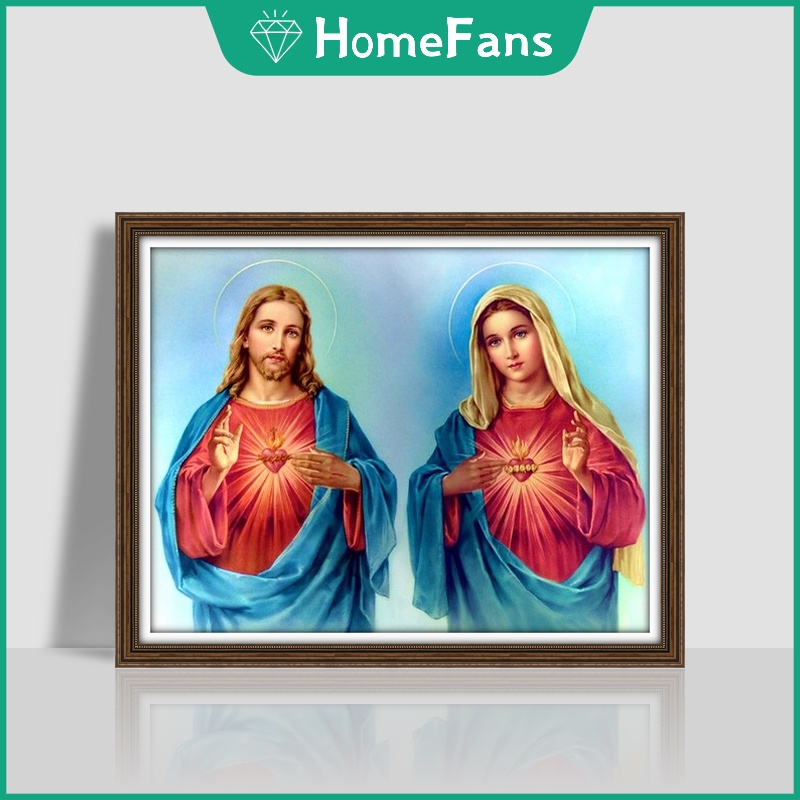 Bộ Tranh Đính Đá 5D Tự Làm 30x40cm / 40x50cm / 50X60cm Hình Chúa Jesus Và Mary Trang Trí Nhà Cửa