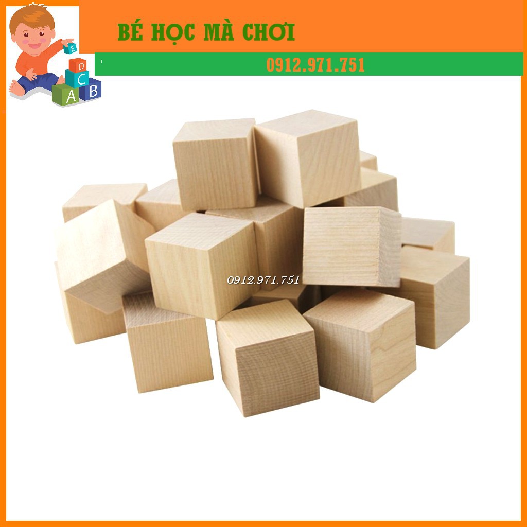 100 Khối gỗ lập phương (cube) mộc / màu