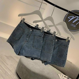 Quần sooc jeans đáp 2 túi cạp siêu cao