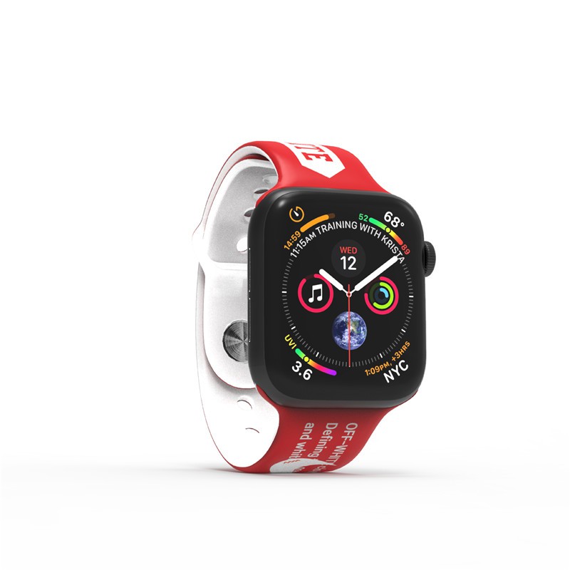 Off White Dây Đeo Silicon Màu Trắng Cho Đồng Hồ Thông Minh Apple Watch 1 2 3 4 5 6