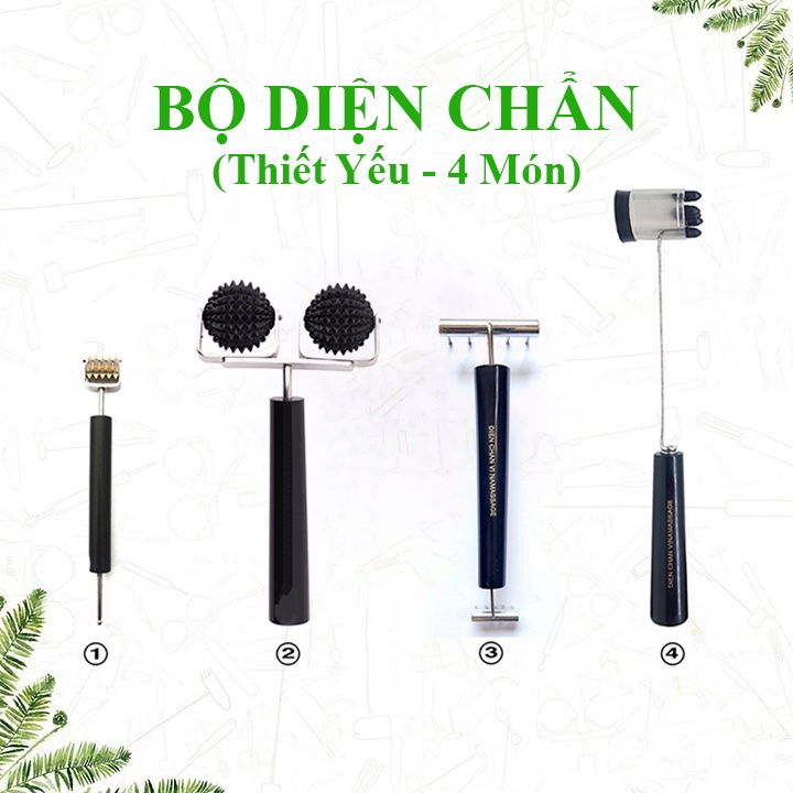 Bộ diện chẩn thiết yếu 4 món - massage đầu, mát xa cổ vai gáy, gậy đấm lưng giảm stress (lăn cầu đôi lớn...)