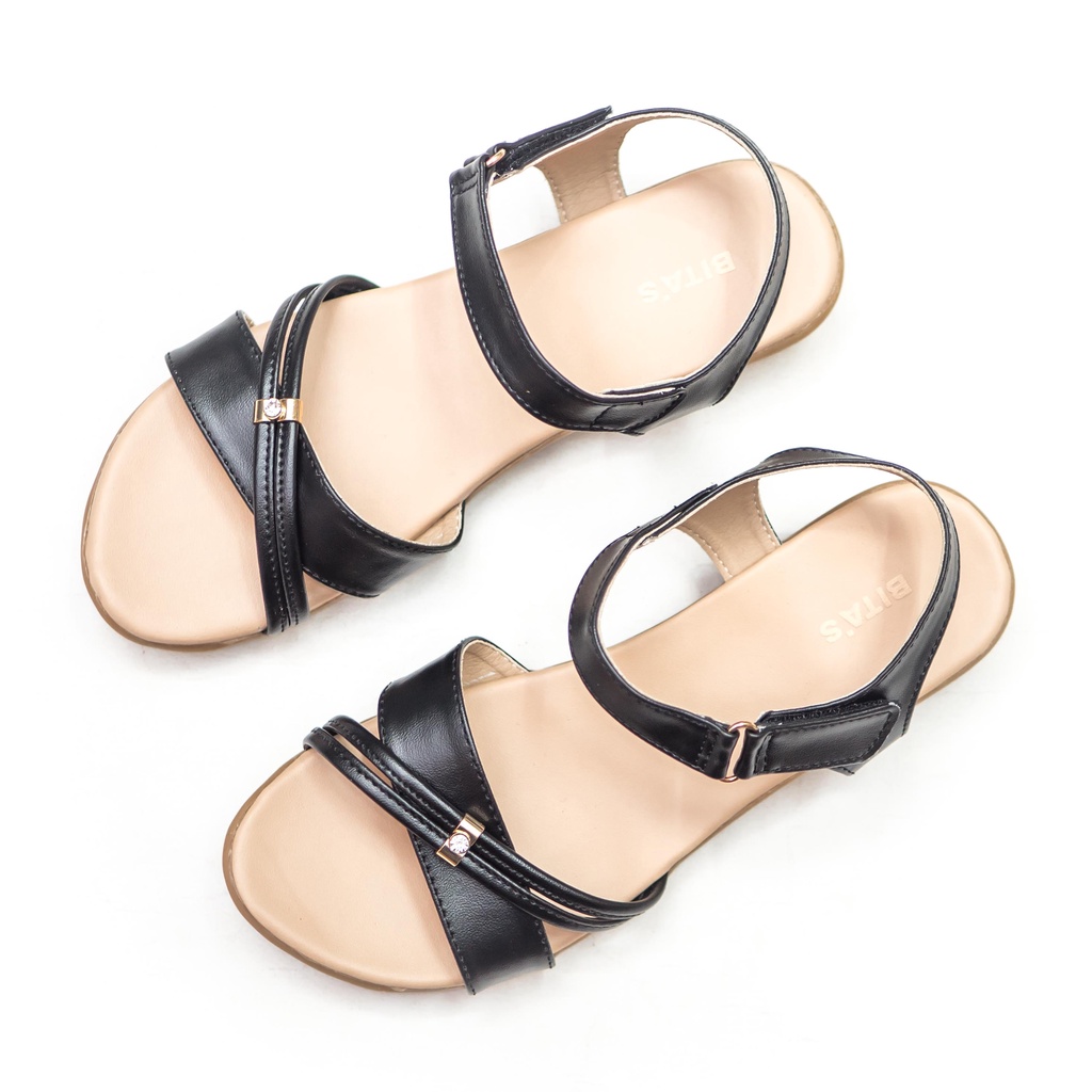 GIÀY SANDAL QUAI HẬU ĐẾ BẰNG QUAI CHÉO NỮ BITA'S SYN.262 (ĐEN + KEM + TRẮNG) - BITAS