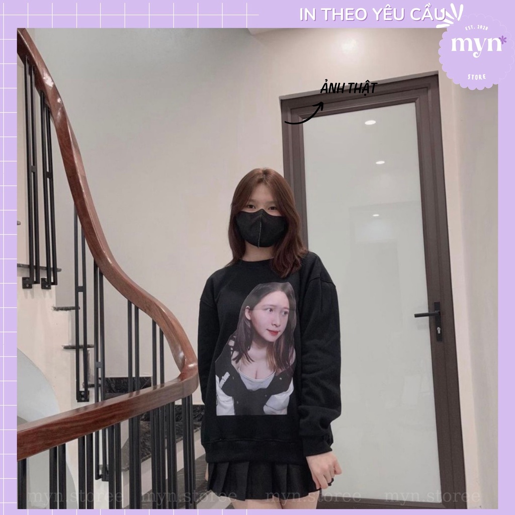 Áo Sweater Dài Tay Đen In Theo Yêu Cầu Nam Nữ Đủ Size