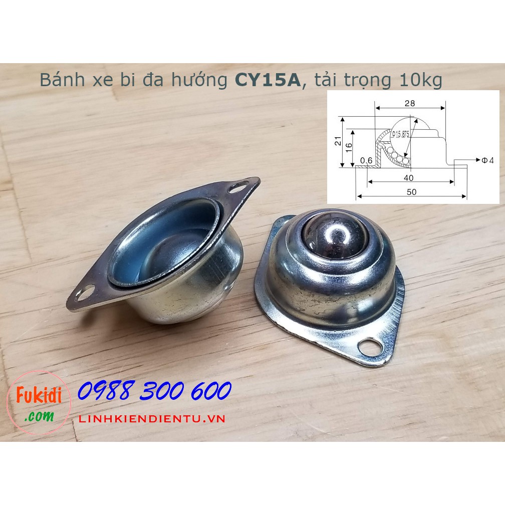 Bánh xe dẫn động đa hướng dạng bi tròn bằng thép CY15A, CY25A, CY30A, tải trọng 10kg, 30kg và 65kg