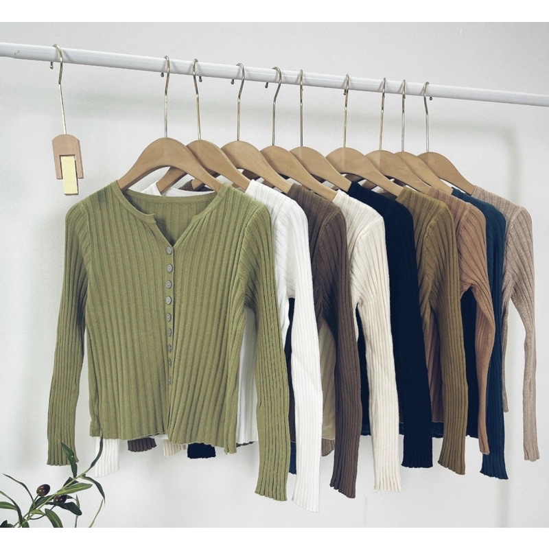 Áo cardigan len, áo len nữ, áo len tăm đũa cài cúc dọc 9 màu | BigBuy360 - bigbuy360.vn