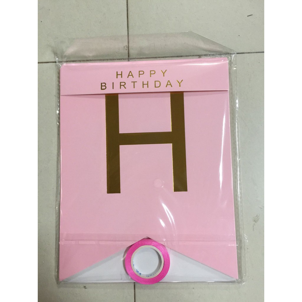 Dây chữ Happy Birthday trang trí sinh nhật ép kim đuôi cá treo tường HAPPYKID DCHBPD