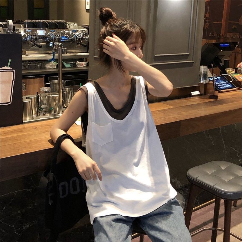 [ORDER] [Có ảnh thật] Áo ba lỗ tank top 2 lớp layer 2 màu trắng nâu dáng đẹp