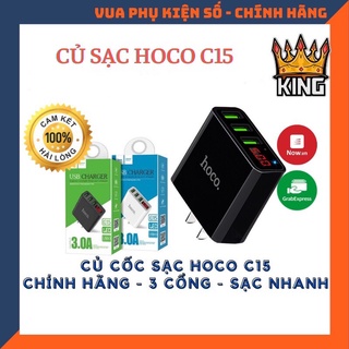 Củ sạc nhanh Hoco C15 3 USB - Màn Hình LCD Tương thích cho 5/5s/6/6plus/6s/6splus/6/7/7plus/8/8plus/x/xs 11 12 pro max